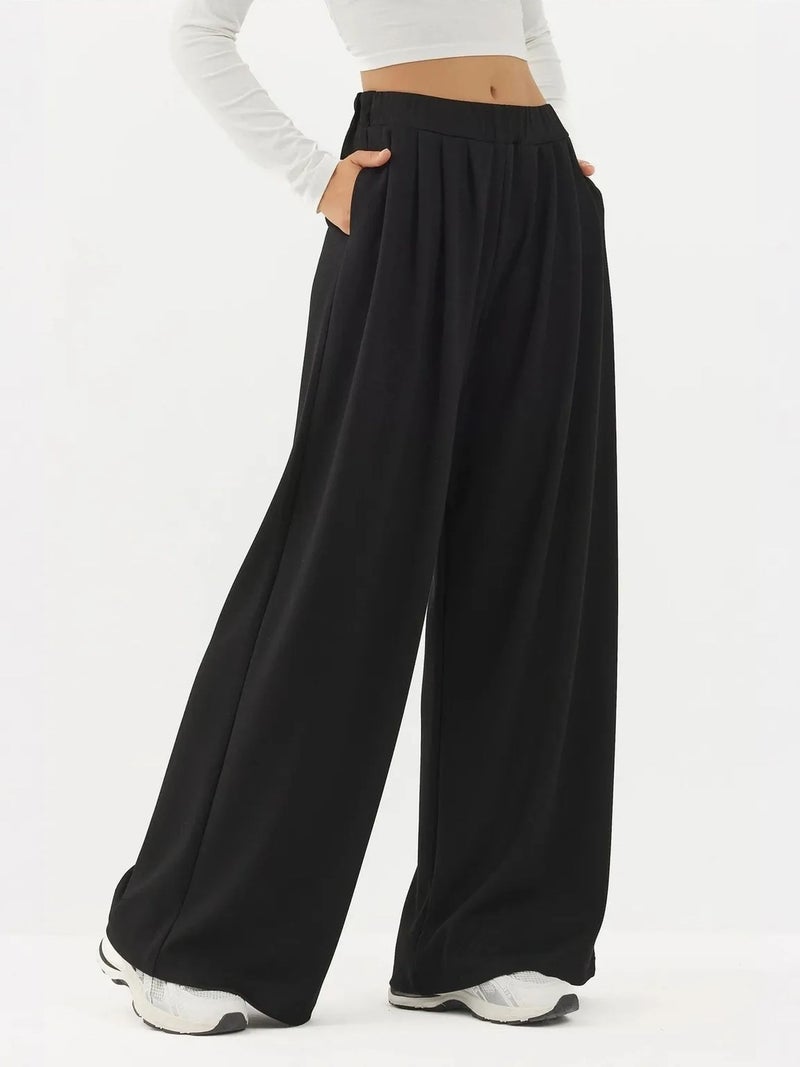 HICCUP Soft Touch Pleated Wide Leg Pants - Image 1